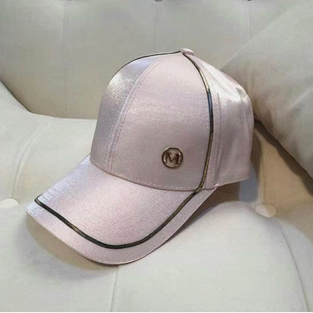 Women elegant cap with gold Letter M